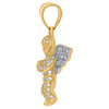 10K Two Tone Gold Round CZ Unisex 1.15" Religious Charm Praying Angel Pendant
