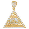 10K Yellow Gold Round Cut CZ Men's 1.50" Egyptian Charm Evil Eye Pyramid Pendant