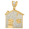 10K Yellow Gold Round CZ Men's 1.65" Iced Out Hip Hop Charm Trap House Pendant