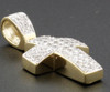 Diamond Mini Domed Cross Pendant 10K Yellow Gold Solid Walls Pave Charm 0.39 Ct.