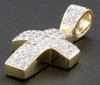 Diamond Mini Domed Cross Pendant 10K Yellow Gold Solid Walls Pave Charm 0.39 Ct.