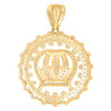 10K Yellow Gold Round CZ Men's 1.55" Circle Frame Medallion Charm Crown Pendant