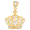 10K Yellow Gold Round CZ Men's 1.95" Royalty Lattice Charm KING Crown Pendant