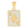 10K Yellow Gold CZ Men's 1.15" D/C Iced Out Poker Charm Ace of Diamonds Pendant