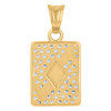 10K Yellow Gold CZ Men's 1.15" D/C Iced Out Poker Charm Ace of Diamonds Pendant
