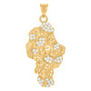 10K Yellow Gold Round Cut CZ Men's 1.85" D/C Country Charm Nugget Africa Pendant
