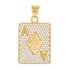 10K Yellow Gold CZ Men's 1.35" D/C Iced Out Poker Charm Ace of Diamonds Pendant