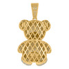 10K Yellow Gold White & Black CZ Women's 2" Iced Out Charm 3D Teddy Bear Pendant