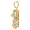 10K Yellow Gold White & Black CZ Women's 2" Iced Out Charm 3D Teddy Bear Pendant