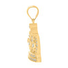 10K Yellow Gold Round CZ Men's 0.95" Royalty Charm Iced Out King's Crown Pendant