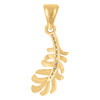 10K Two Tone Gold Round CZ Women's 0.90" Fashion Charm Curved Feather Pendant
