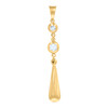 10K Yellow Gold Round Cut CZ Women's 1.80" Dangling Charm D/C Tear Drop Pendant