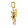 10K Tri-Tone Gold Round CZ Women's 1.45" Textured Charm Hearts Butterfly Pendant