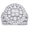 14K White Gold Princess Diamond Bridal Set Big Round Engagement Ring 3 Ct.