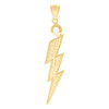 10K Yellow Gold Round CZ Unisex 2.40" Diamond Cut Charm Lightning Bolt Pendant