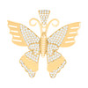 10K Yellow Gold Round CZ Women's 1.55" Insect Charm Butterfly w/ Heart Pendant