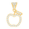 10K Yellow Gold Round Cut CZ Women's 0.85" Fruit Charm Cut Out Apple Pendant