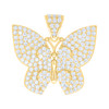 10K Yellow Gold Round CZ Women's Insect Iced Out Charm Cut Out Butterfly Pendant