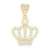 10K Yellow Gold Round Cut CZ Women's 0.90" Tiara Charm Queen's Crown Pendant