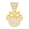 10K Yellow Gold Round Cut CZ Women's 0.60" Animal Charm Mouse w/ Bow Pendant
