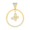 10K Yellow Gold Round CZ Women's 1.20" Charm Dangle Butterfly in Circle Pendant