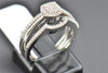 Diamond Bridal Set Round Cut Pave Square Engagement Ring 10K White Gold 0.25 Ct