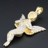 Angel Diamond Pendant 10K Yellow Gold 1 Ct. Fully Iced Out Wings Charm 1.86 Inch