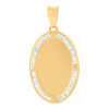 14K Yellow Gold Round CZ Unisex 1.45" Charm Picture Oval Memory Frame Pendant