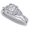 10K White Gold Diamond Bridal Set Ladies Infinity Flower Engagement Ring 0.44 Ct