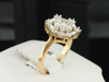 Diamond Halo Engagement Ring 14K Yellow Gold Flower Set Round Cut 1 Ct