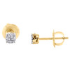 10K Yellow Gold Genuine Diamond 4mm Round 4 Prong Circle Stud Earrings 0.06 CT