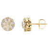 10K Two Tone Gold Genuine Diamond Unisex Floral 9mm Flower Stud Earrings 0.16 CT