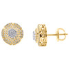 10K Two Tone Gold Real Diamond Unisex Flower 10mm Hexagon Stud Earrings 1/4 CT