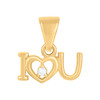 10K Yellow Gold Round CZ Women's 0.45" Small Love Charm I HEART You Pendant