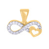 10K Two Tone Gold Round CZ Women's 0.45" Love Charm Infinity w/ Heart Pendant