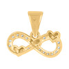 10K Two Tone Gold Round CZ Women's Love Charm Infinity w/ Triple Heart Pendant