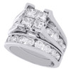 14K White Gold Quad Princess Diamond Channel Set Engagement Ring Bridal Set 4 Ct
