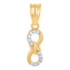 10K Two Tone Gold Round CZ Women's 0.85" Charm Infinity w/ Love Knot Pendant