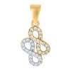 10K Two Tone Gold Round CZ Women's 0.85" Charm Slanted Double Infinity Pendant