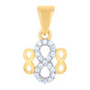 10K Two Tone Gold Round CZ Womens 0.65" Small Love Charm Triple Infinity Pendant