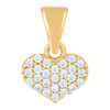 10K Yellow Gold Round CZ Women's 0.50" Iced Out Mini Charm Cluster Heart Pendant