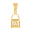 10K Yellow Gold Round CZ Women's 0.75" Padlock Charm Lock with Heart Pendant