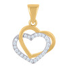 10K Two Tone Gold Round CZ Women's 0.85" Charm Interlocked Double Heart Pendant