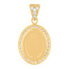 10K Two Tone Gold Round CZ Women's 1" Facet Charm Infinity in Oval Frame Pendant