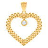 10K Yellow Gold Solitaire Round CZ Womens 1.50" Charm Jubilee Link Heart Pendant