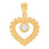 10K Yellow Gold Solitaire Round CZ Women's Open Charm Jubilee Link Heart Pendant