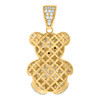 10K Yellow Gold Black Round CZ Unisex 1.25" Ice Out Toy Charm Teddy Bear Pendant