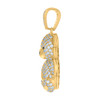 10K Yellow Gold Black Round CZ Unisex 1.25" Ice Out Toy Charm Teddy Bear Pendant