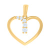10K Yellow Gold Round CZ Women's 0.75" Love Charm Journey Heart Frame Pendant