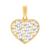 10K Two Tone Gold Round CZ Women's 0.75" Cluster Love Charm Heart Wavy Pendant